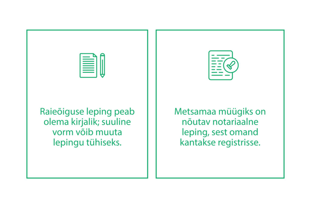 Mis vormis tuleb sõlmida raieõiguse ja metsamaa müügi leping? Metsaühistu