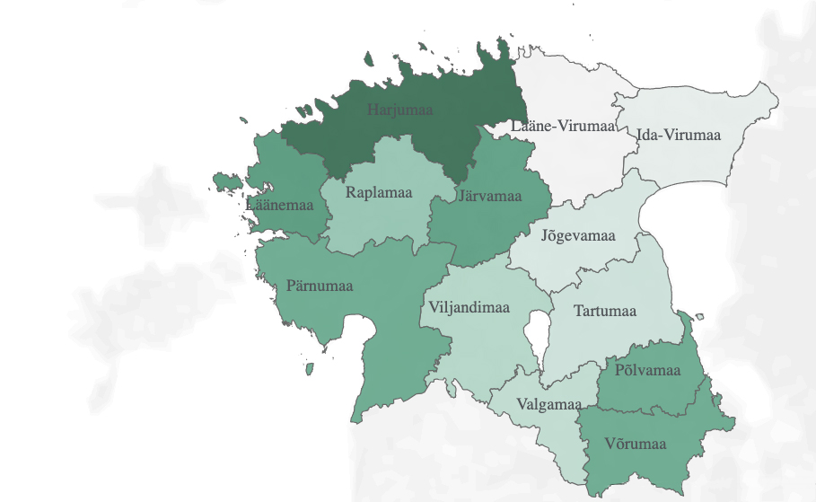 Kuuse-kooreüraski seire kaart. Keskkonnaagentuur